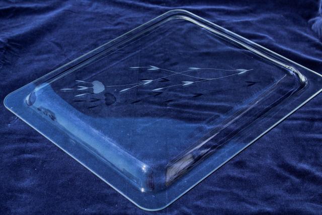 photo of Princess House crystal clear glass serving tray, Heritage floral etch #3