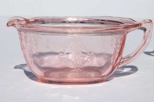 photo of Princess pink depression glass 1930s vintage Anchor Hocking cream & sugar set #3