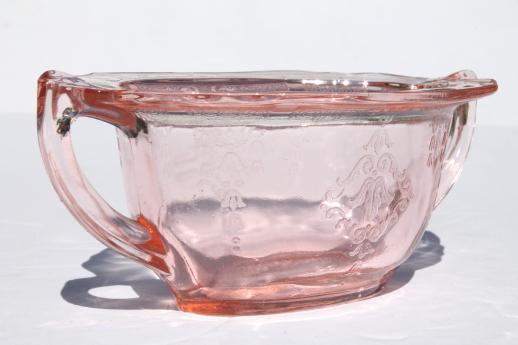 photo of Princess pink depression glass 1930s vintage Anchor Hocking cream & sugar set #7