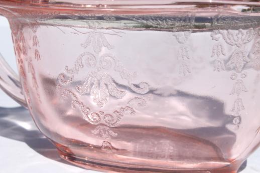 photo of Princess pink depression glass 1930s vintage Anchor Hocking cream & sugar set #8