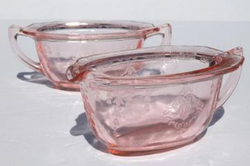 catalog photo of Princess pink depression glass 1930s vintage Anchor Hocking cream & sugar set