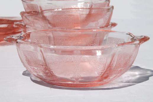 photo of Princess pink depression glass 1930s vintage Anchor Hocking plates & bowls #3