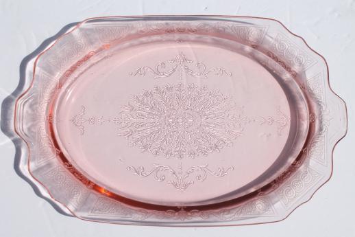 photo of Princess pink depression glass 1930s vintage Anchor Hocking platters & bowls #6