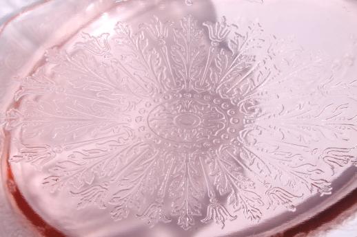 photo of Princess pink depression glass 1930s vintage Anchor Hocking platters & bowls #11