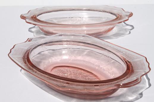 photo of Princess pink depression glass 1930s vintage Anchor Hocking platters & bowls #12