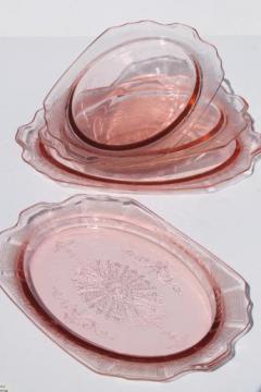 catalog photo of Princess pink depression glass 1930s vintage Anchor Hocking platters & bowls