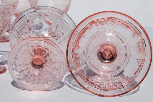 photo of Princess pink depression glass 1930s vintage Anchor Hocking sherbet dishes set #4