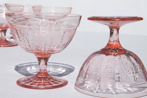 photo of Princess pink depression glass 1930s vintage Anchor Hocking sherbet dishes set #5