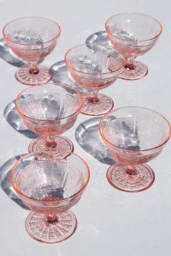 catalog photo of Princess pink depression glass 1930s vintage Anchor Hocking sherbet dishes set