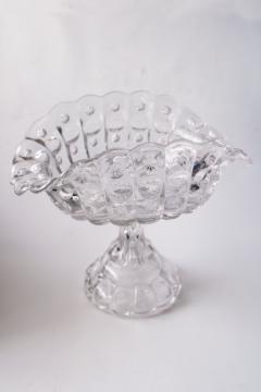 Priscilla moon & stars pattern glass, fruit bowl banana stand, vintage crystal clear glass