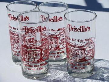 catalog photo of Priscilla's Little Red Tole House advertising, lot of glass tumblers