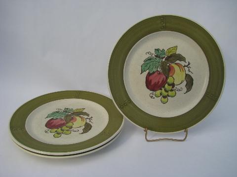 photo of Provincial Fruit Poppy Trail dinner plates lot, vintage Metlox - California #1