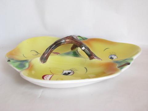 photo of Py - Japan, anthropomorphic fruit vintage china relish plate, pear people! #2