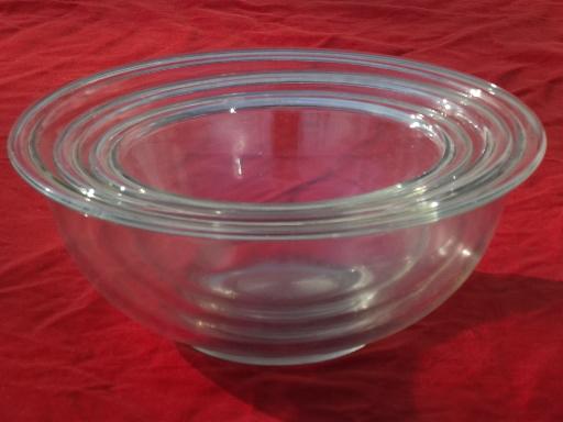 photo of Pyrex clear glass nesting bowls, vintage nest of kitchen mixing bowls #2