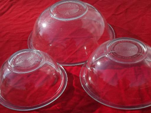 photo of Pyrex clear glass nesting bowls, vintage nest of kitchen mixing bowls #4