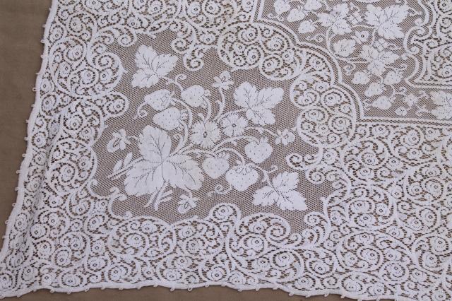 photo of Quaker lace cotton lace tablecloths, shabby cottage chic vintage linens lot #3