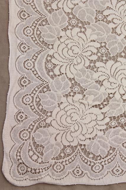 photo of Quaker lace cotton lace tablecloths, shabby cottage chic vintage linens lot #14