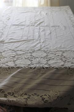 catalog photo of Quaker lace vintage heavy cotton lace tablecloth, romantic french provincial style