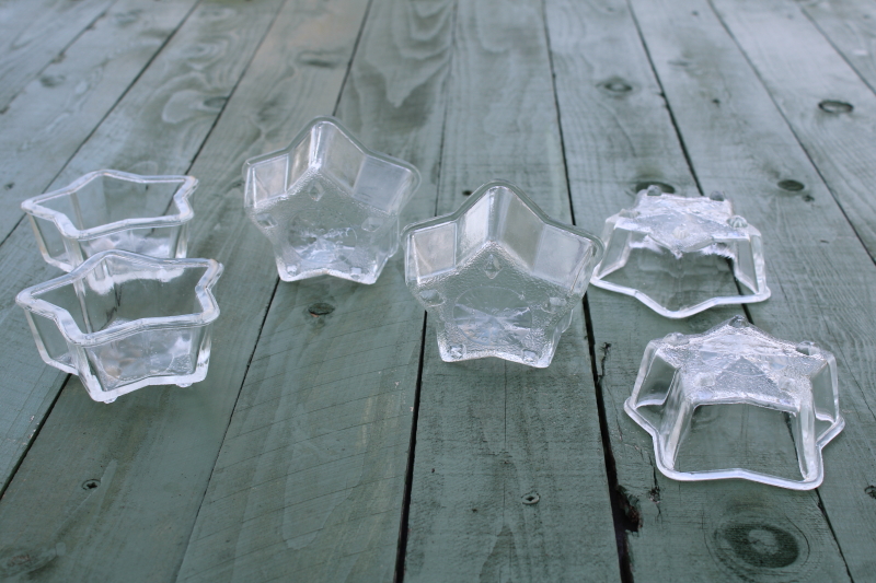 photo of Queen Anne Glasbake vintage clear glass star molds, set of individual baking pans or jello molds #1