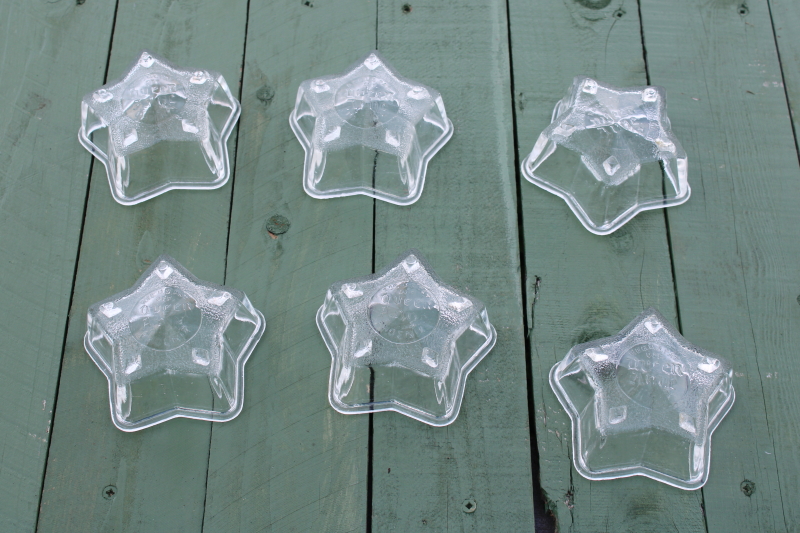 photo of Queen Anne Glasbake vintage clear glass star molds, set of individual baking pans or jello molds #3