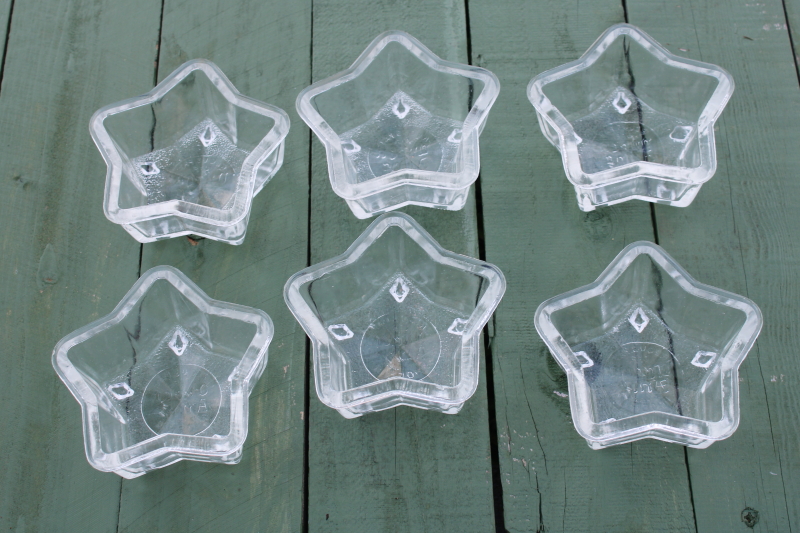 photo of Queen Anne Glasbake vintage clear glass star molds, set of individual baking pans or jello molds #4