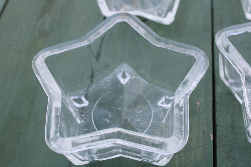 photo of Queen Anne Glasbake vintage clear glass star molds, set of individual baking pans or jello molds #5