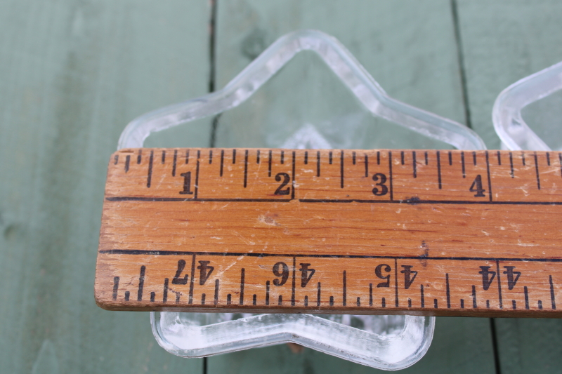 photo of Queen Anne Glasbake vintage clear glass star molds, set of individual baking pans or jello molds #7