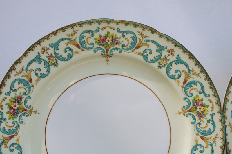 photo of Queen Anne Paragon fine bone china dinner plates & salad plates service for 4, vintage dinnerware  #2