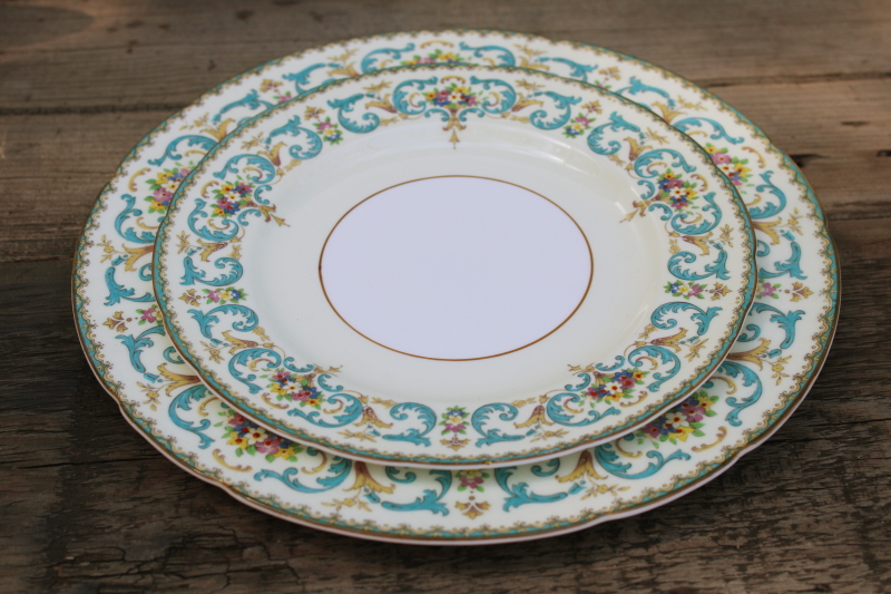 photo of Queen Anne Paragon fine bone china dinner plates & salad plates service for 4, vintage dinnerware  #4