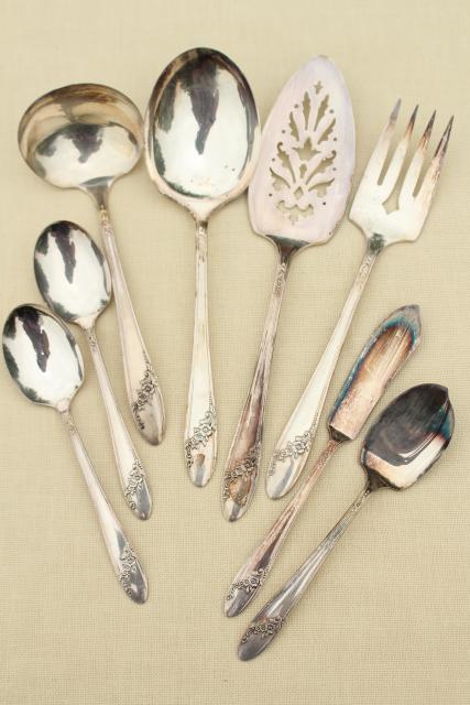 photo of Queen Bess Oneida Tudor plate silverplate flatware, vintage silverware lot #3