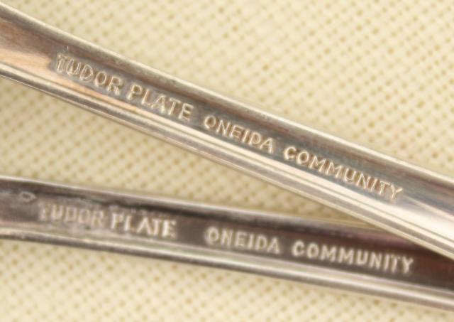 photo of Queen Bess Oneida Tudor plate silverplate flatware, vintage silverware lot #8