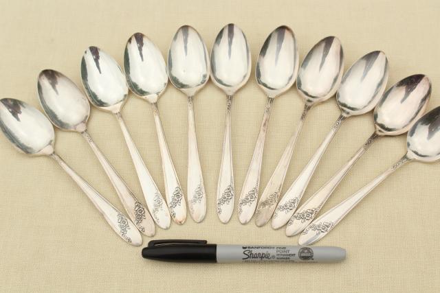 photo of Queen Bess Oneida Tudor plate silverplate flatware, vintage silverware lot #9