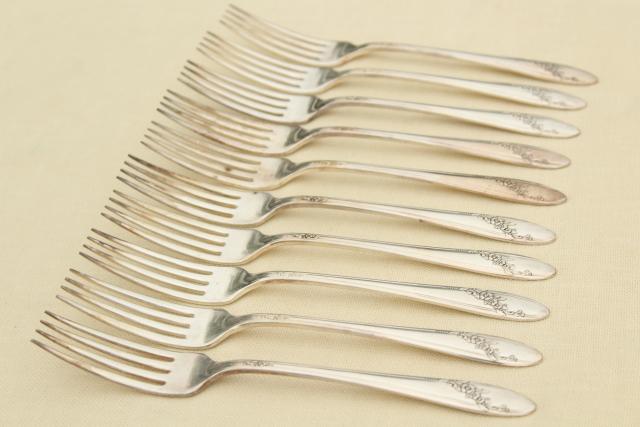 photo of Queen Bess Oneida Tudor plate silverplate flatware, vintage silverware lot #12