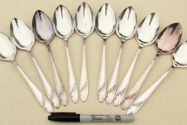 photo of Queen Bess Oneida Tudor plate silverplate flatware, vintage silverware lot #13