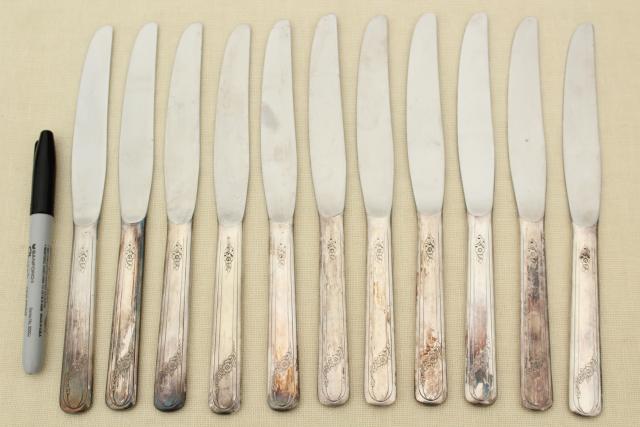 photo of Queen Bess Oneida Tudor plate silverplate flatware, vintage silverware lot #15