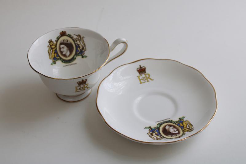 photo of Queen Elizabeth II Coronation portrait tea cup and saucer, vintage Royal Albert china #4