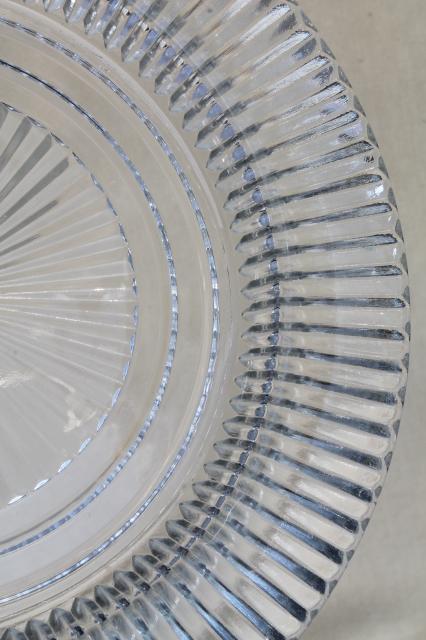 photo of Queen Mary vintage Anchor Hocking depression glass dinner plates, crystal clear #3