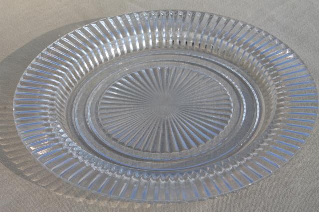 photo of Queen Mary vintage Anchor Hocking depression glass dinner plates, crystal clear #4