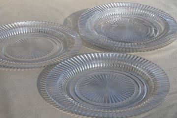 catalog photo of Queen Mary vintage Anchor Hocking depression glass dinner plates, crystal clear