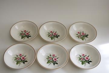 catalog photo of Queenâ€™s Rose 1950s vintage china dessert dishes, set of 6 bowls pink roses & babyâ€™s breath