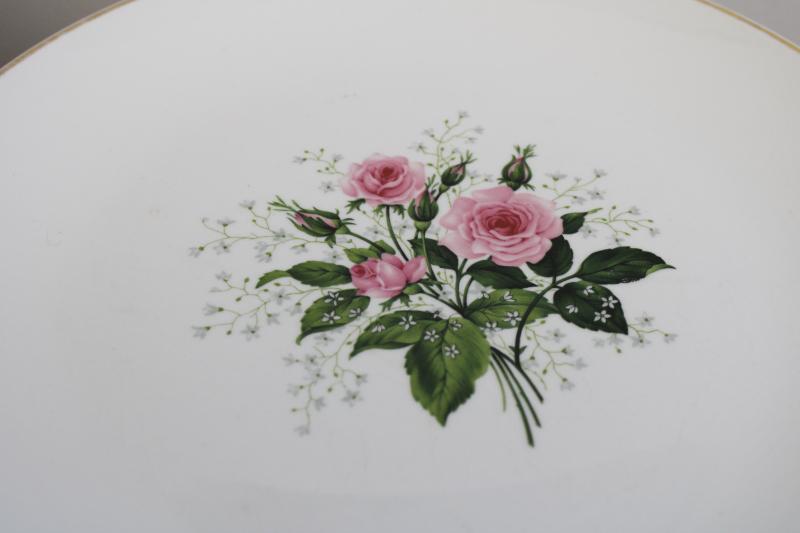 photo of Queen's Rose 1950s vintage china, set of 10 dinner plates w/ pretty cottage chic floral #2