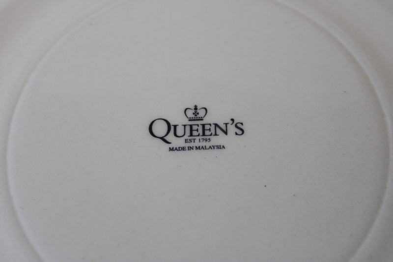 photo of Queen's Ware red rooster gingham plaid toile transferware china dinner plate  #5