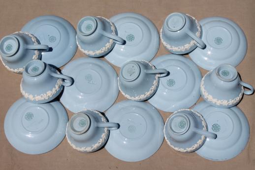 photo of Queen's ware Wedgwood china lavender blue w/ cream embossed grapes complete set for 8 #3