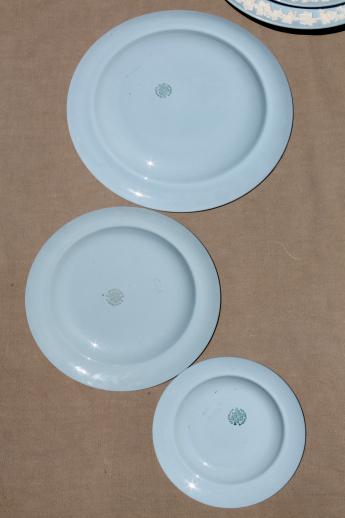 photo of Queen's ware Wedgwood china lavender blue w/ cream embossed grapes complete set for 8 #7