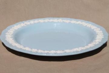 catalog photo of Queen's ware Wedgwood china lavender blue w/ cream embossed grapes round platter or chop plate