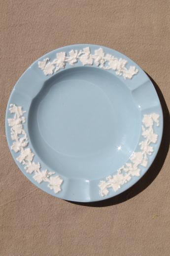 photo of Queen's ware Wedgwood china lavender blue w/ cream embossed grapes, small ashtray #1