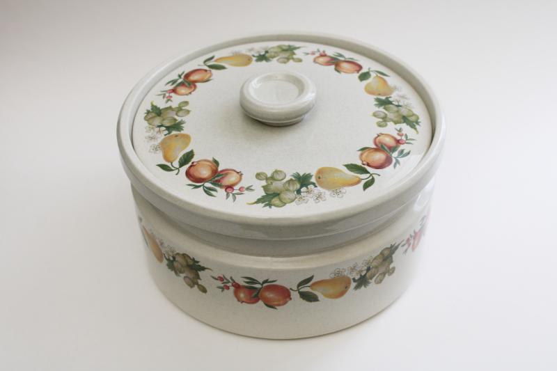 photo of Quince Wedgwood china casserole dish w/ lid, Oven to Table stoneware fruit wreath pattern  #1