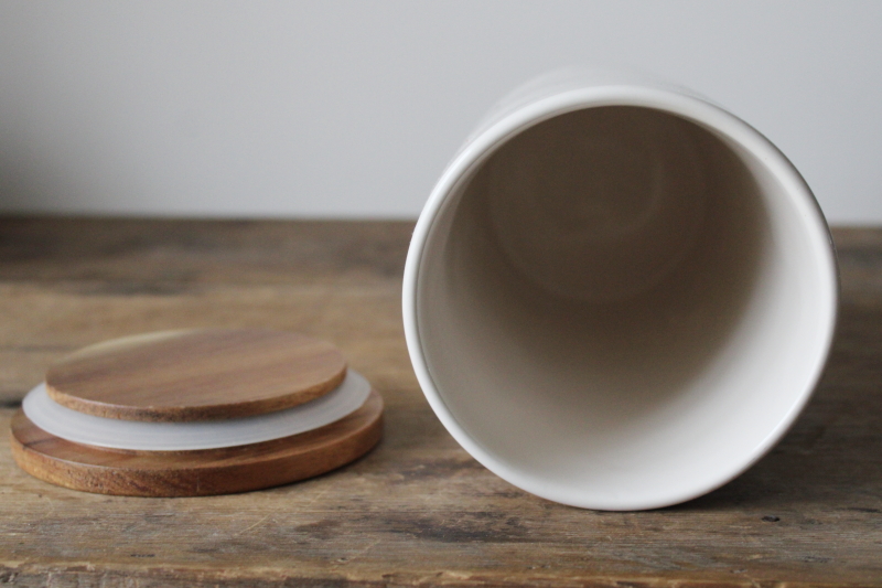 photo of Rae Dunn COFFEE ceramic canister w/ wood lid, modern farmhouse kitchen storage #2