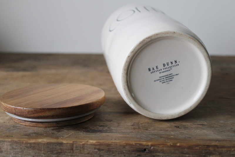 photo of Rae Dunn COFFEE ceramic canister w/ wood lid, modern farmhouse kitchen storage #3