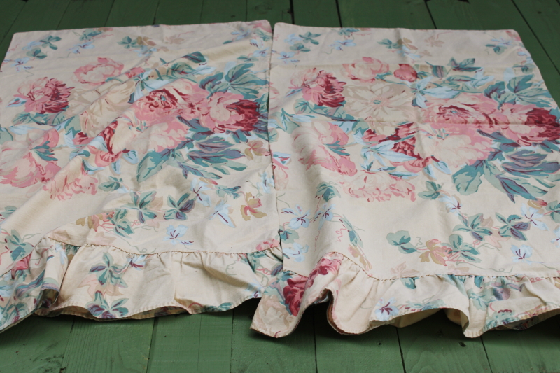 photo of Ralph Lauren Elsa Grasslands floral print vintage cotton pillowcases standard size w/ ruffle edge  #5